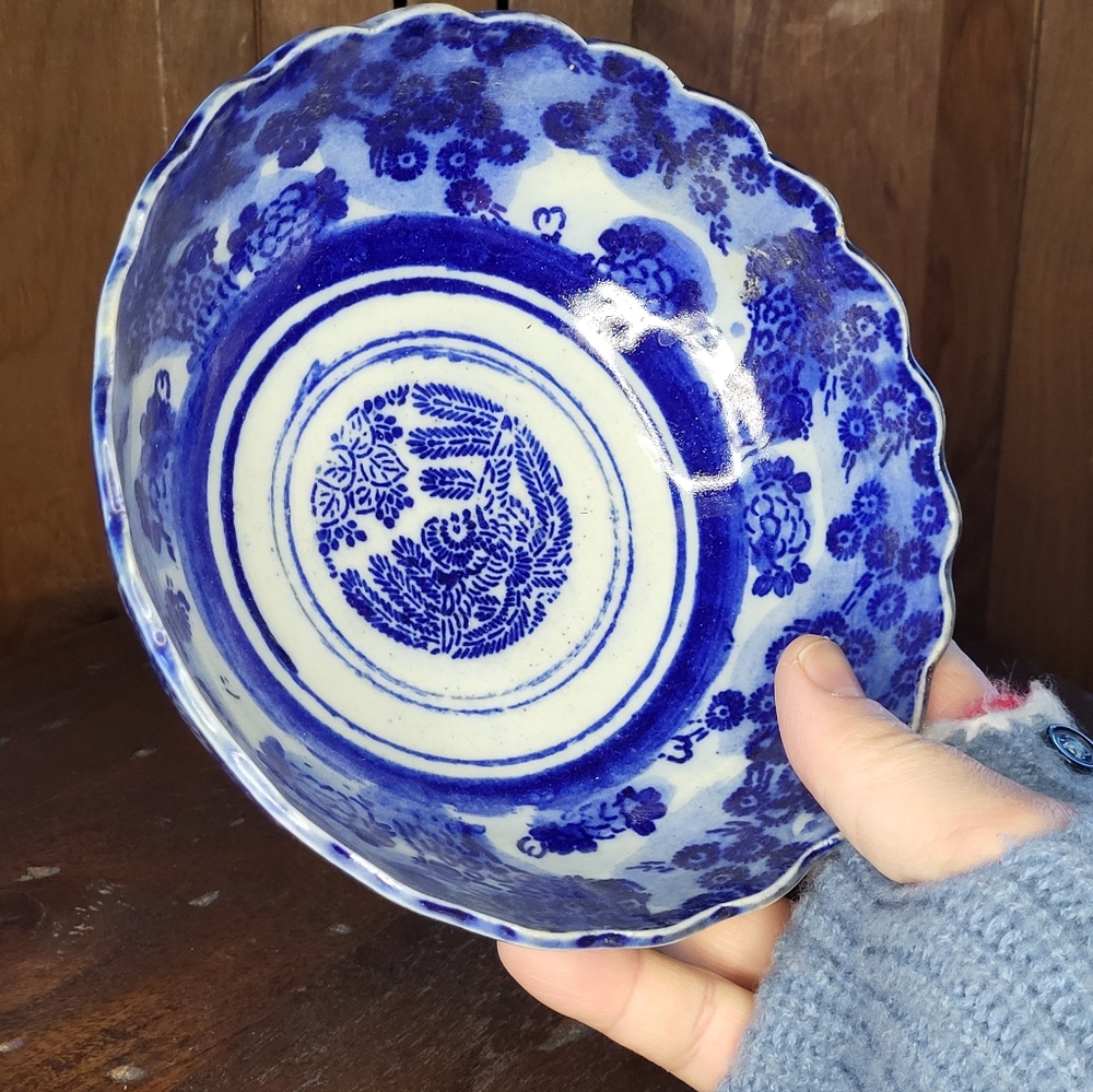 Blue Floral Ceramic Bowl - Picture 9 of 12